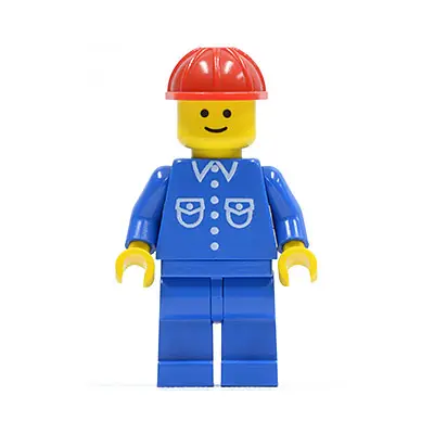  Shirt with 6 Buttons - Blue, Blue Legs, Red Construction Helmet