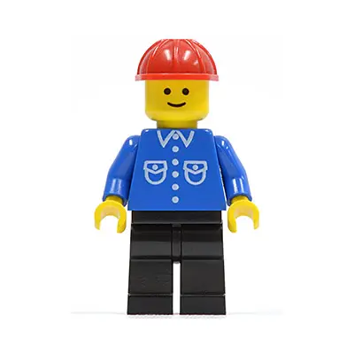  Shirt with 6 Buttons - Blue, Black Legs, Red Construction Helmet