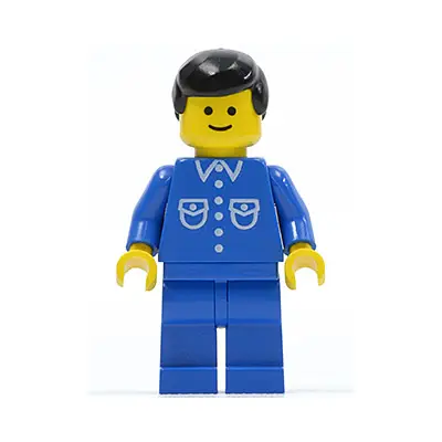  Shirt with 6 Buttons - Blue, Blue Legs, Black Male Hair