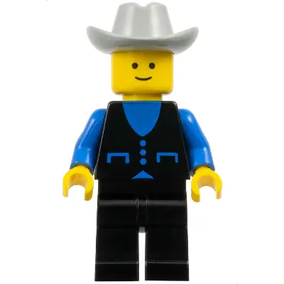  Shirt with 3 Buttons - Blue, Black Legs, Light Gray Cowboy Hat