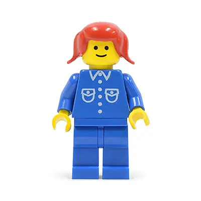  Shirt with 6 Buttons - Blue, Blue Legs, Red Pigtails Hair