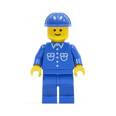  Shirt with 6 Buttons - Blue, Blue Legs, Blue Construction Helmet