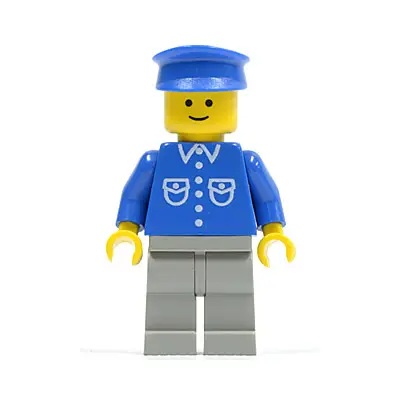  Shirt with 6 Buttons - Blue, Light Gray Legs, Blue Hat