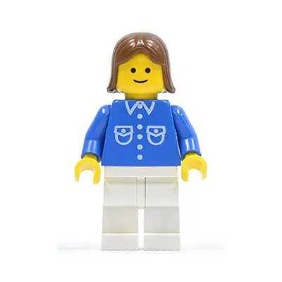  Shirt with 6 Buttons - Blue, White Legs, Brown Female Hair