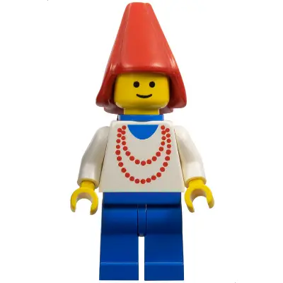  Maiden with Necklace - Blue Legs, Cape, Red Cone Hat, Blue Plastic Cape