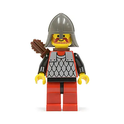  Scale Mail - Red with Black Arms, Red Legs with Black Hips, Dark Gray Neck-Protector, Quiver