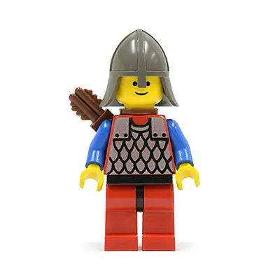  Scale Mail - Red with Blue Arms, Red Legs with Black Hips, Dark Gray Neck-Protector, Quiver