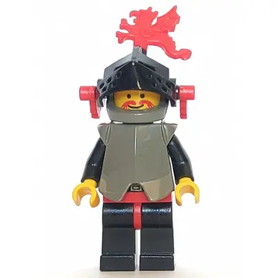  Breastplate - Armor over Black, Dark Gray Helmet, Black Visor, Red Dragon Plumes
