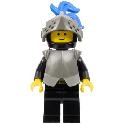 Breastplate - Armor over Black, Black Helmet, Dark Gray Visor, Blue 3-Feather Plume