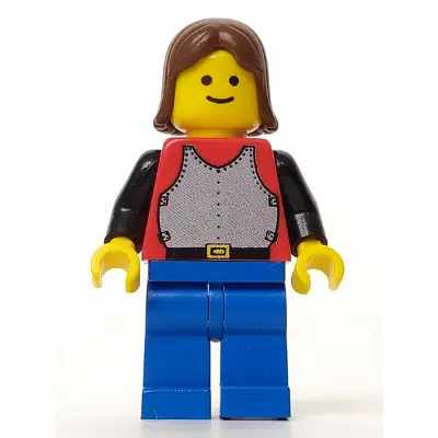  Breastplate - Red with Black Arms, Blue Legs, Brown Female Hair