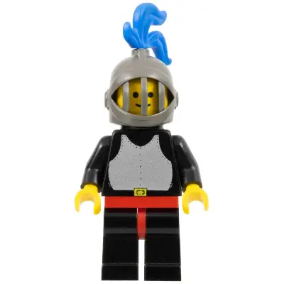  Breastplate - Black, Black Legs and Red Hips, Dark Gray Grille Helmet, Blue Plume, Black Plastic Cape