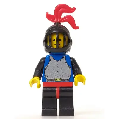  Breastplate - Blue with Black Arms, Black Legs with Red Hips, Black Arms, Black Grille Helmet, Red Plume, Blue Plastic Cape