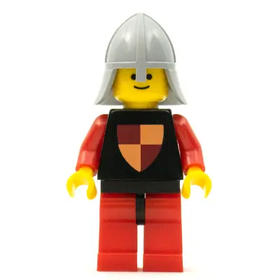  Classic - Knights Tournament Knight Black, Red Legs with Black Hips, Light Bluish Gray Neck-Protector (Reissue)