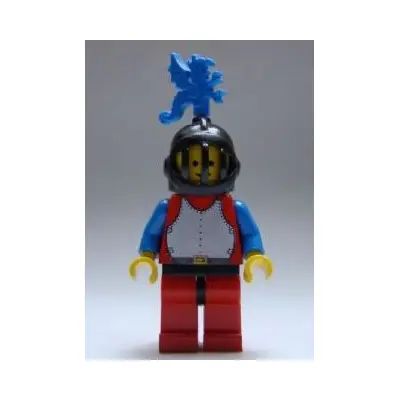  Breastplate - Red with Blue Arms, Red Legs with Black Hips, Black Grille Helmet, Blue Dragon Plume