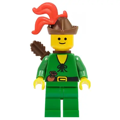  Forestman - Pouch, Brown Hat, Red 3-Feather Plume, Quiver