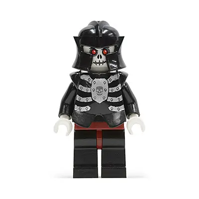  Fantasy Era - Skeleton Warrior 4, White, Black Breastplate and Helmet, Dark Red Hips and Black Legs