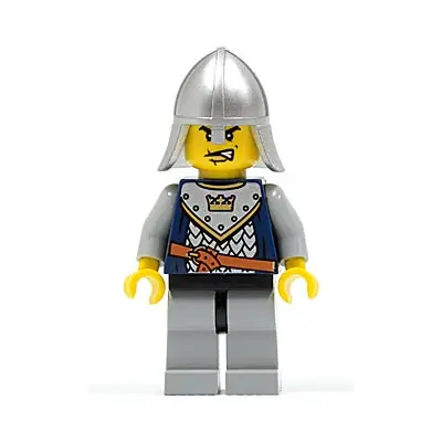  Fantasy Era - Crown Knight Scale Mail with Crown, Helmet with Neck Protector, Scar Across Lip