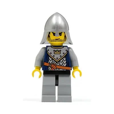  Fantasy Era - Crown Knight Scale Mail with Crown, Helmet with Neck Protector, Black Messy Hair and Stubble