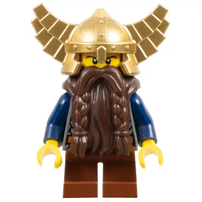  Fantasy Era - Dwarf, Dark Brown Beard, Metallic Gold Helmet with Wings, Dark Blue Arms
