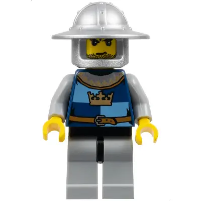  Fantasy Era - Crown Knight Quarters, Helmet with Broad Brim, Black Messy Hair and Stubble