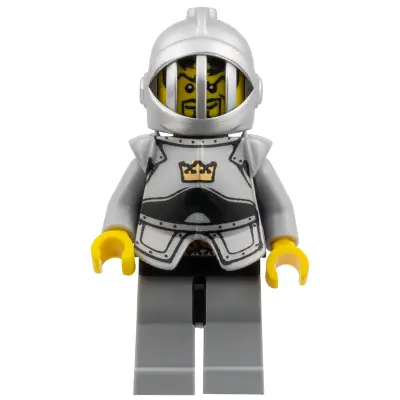  Fantasy Era - Crown Knight Scale Mail with Crown, Breastplate, Grille Helmet, Curly Eyebrows and Goatee