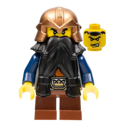  Fantasy Era - Dwarf, Black Beard, Copper Helmet with Studded Bands, Dark Blue Arms