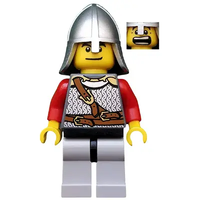  Kingdoms - Lion Knight Scale Mail with Chest Strap and Belt, Helmet with Neck Protector, Open Mouth (Dual Sided Head)
