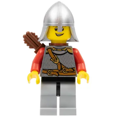  Kingdoms - Lion Knight Scale Mail with Chest Strap and Belt, Helmet with Neck Protector, Quiver, Open Grin
