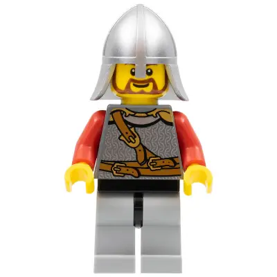  Kingdoms - Lion Knight Scale Mail with Chest Strap and Belt, Helmet with Neck Protector, Brown Beard Rounded