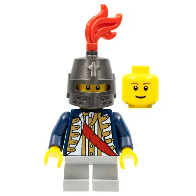  Red Sash, Helmet Closed, Light Bluish Gray Legs Short, Reddish Brown Eyebrows