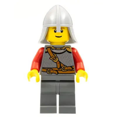  Kingdoms - Lion Knight Scale Mail with Chest Strap and Belt, Helmet with Neck Protector, Reddish Brown Eyebrows, Thin Grin