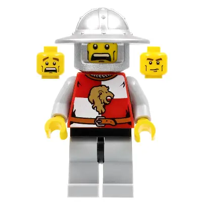  Kingdoms - Lion Knight Quarters, Helmet with Broad Brim, Vertical Cheek Lines, Mouth Closed / Mouth Open Scared Pattern