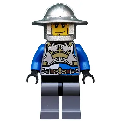  Castle - King's Knight Breastplate with Crown and Chain Belt, Helmet with Broad Brim, Cheek Lines