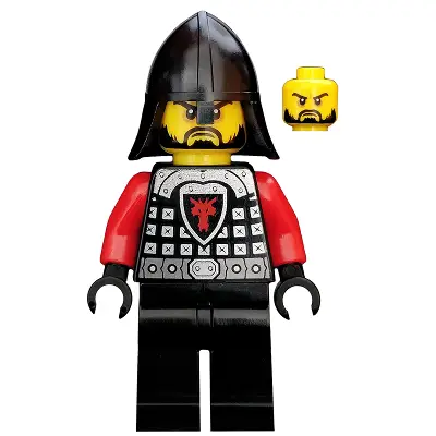  Castle - Dragon Knight Scale Mail with Dragon Shield and Shoulder Armor, Helmet with Neck Protector, Black Beard