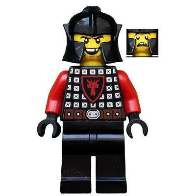  Castle - Dragon Knight Scale Mail with Dragon Shield, Cheek Protection Helmet, Missing Tooth Open Grin