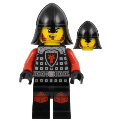  Castle - Dragon Knight Scale Mail with Dragon Shield and Shoulder Armor, Knee Pads, Helmet with Neck Protector, Angry Scowl