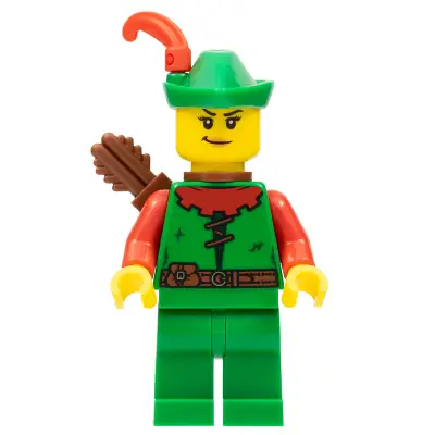  Forestwoman - Red, Green Hat, Red Feather, Quiver