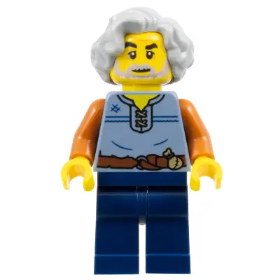  Tapestry Weaver - Sand Blue Vest, Dark Blue Legs, Light Bluish Gray Wavy Hair