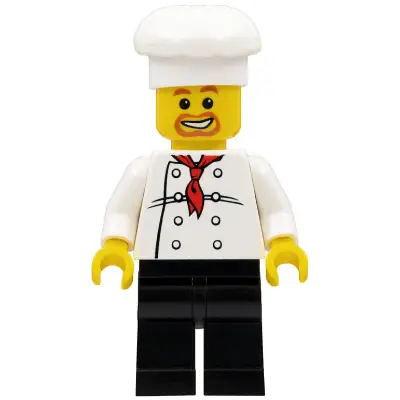  Chef - White Torso with 8 Buttons, Black Legs, Beard Around Mouth