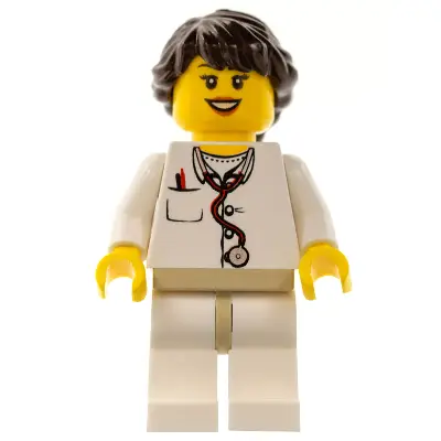  Doctor - Lab Coat Stethoscope and Thermometer, White Legs with Tan Hips, Long French Braided Female Hair (5002146)
