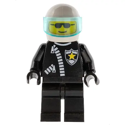  Police - Zipper with Sheriff Star, White Helmet, Trans-Light Blue Visor, Sunglasses