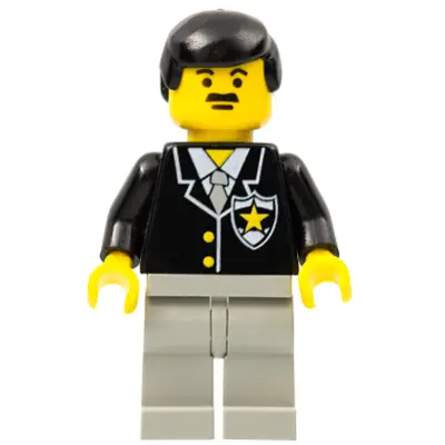  Police - Suit with Sheriff Star, Light Gray Legs, Black Male Hair