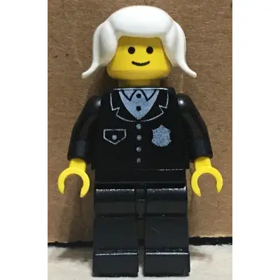  Police - Suit with 4 Buttons, Black Legs, White Pigtails Hair