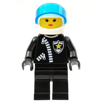  Police - Zipper with Sheriff Star, White Helmet, Trans-Dark Blue Visor, Female