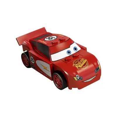  Lightning McQueen - Rust-eze Hood, Red and White Sides, Dark Bluish Gray 1 x 4 Plates