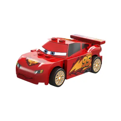  Lightning McQueen - Piston Cup Hood, White and Gold Wheels, Red 2 x 8 Plate, 3 Green 1 x 2 Plates