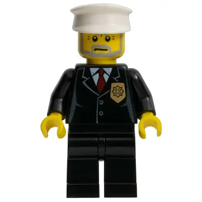 Police - City Suit with Red Tie and Badge, Black Legs, White Hat