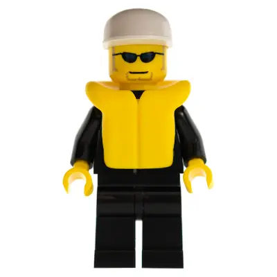  Police - City Suit with Blue Tie and Badge, Black Legs, Sunglasses, White Cap, Life Jacket
