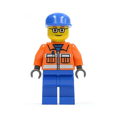  Ground Crew - Orange Zipper, Safety Stripes, Orange Arms, Blue Legs, Blue Cap, Glasses