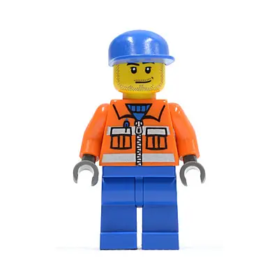  Ground Crew - Orange Zipper, Safety Stripes, Orange Arms, Blue Legs, Blue Cap, Smirk and Stubble Beard